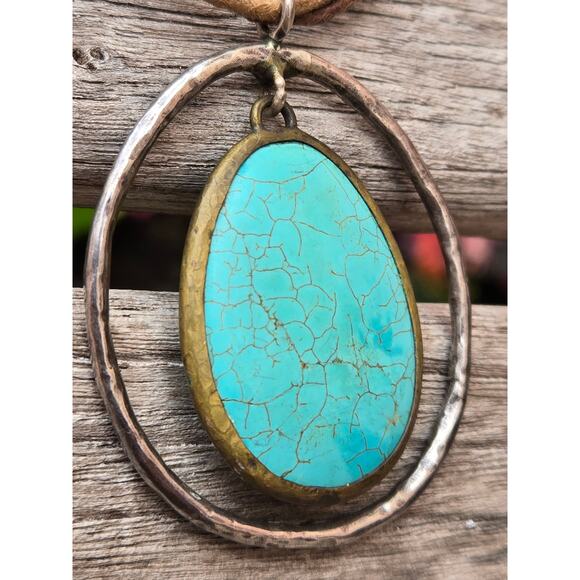 Silpada Howlite Multi Strand Necklace Leather Turquoise Sterling Silver .925 18" - Picture 6 of 10